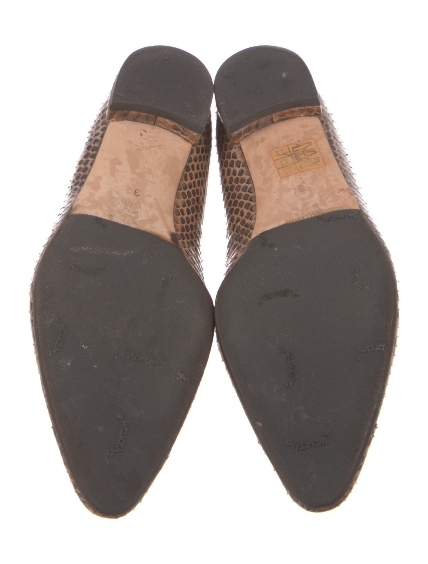 Manolo Blahnik Embossed Leather Animal Print Ballet Flats